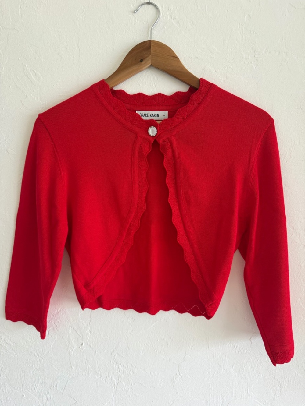 Grace Karin Red Cropped Bolero Sweater Size S